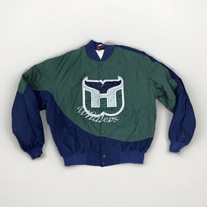 Vintage 80s Hartford Whalers Green Bomber Jacket Men's L USA Made